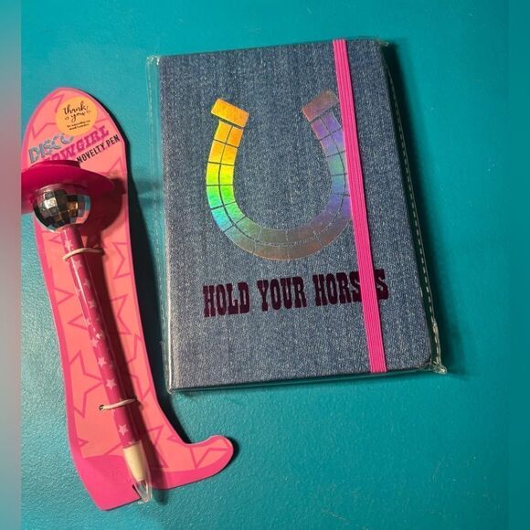 Other - NEW! 5 x 7 Hold Your Horses 75 Page Journal & Disco Cowgirl Novelty Pen